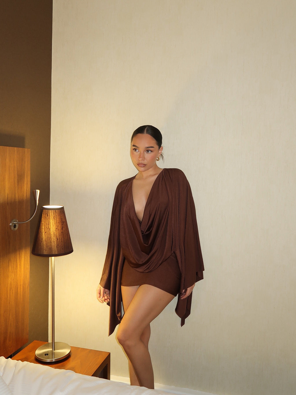 The Amara Mini Dress - Brown