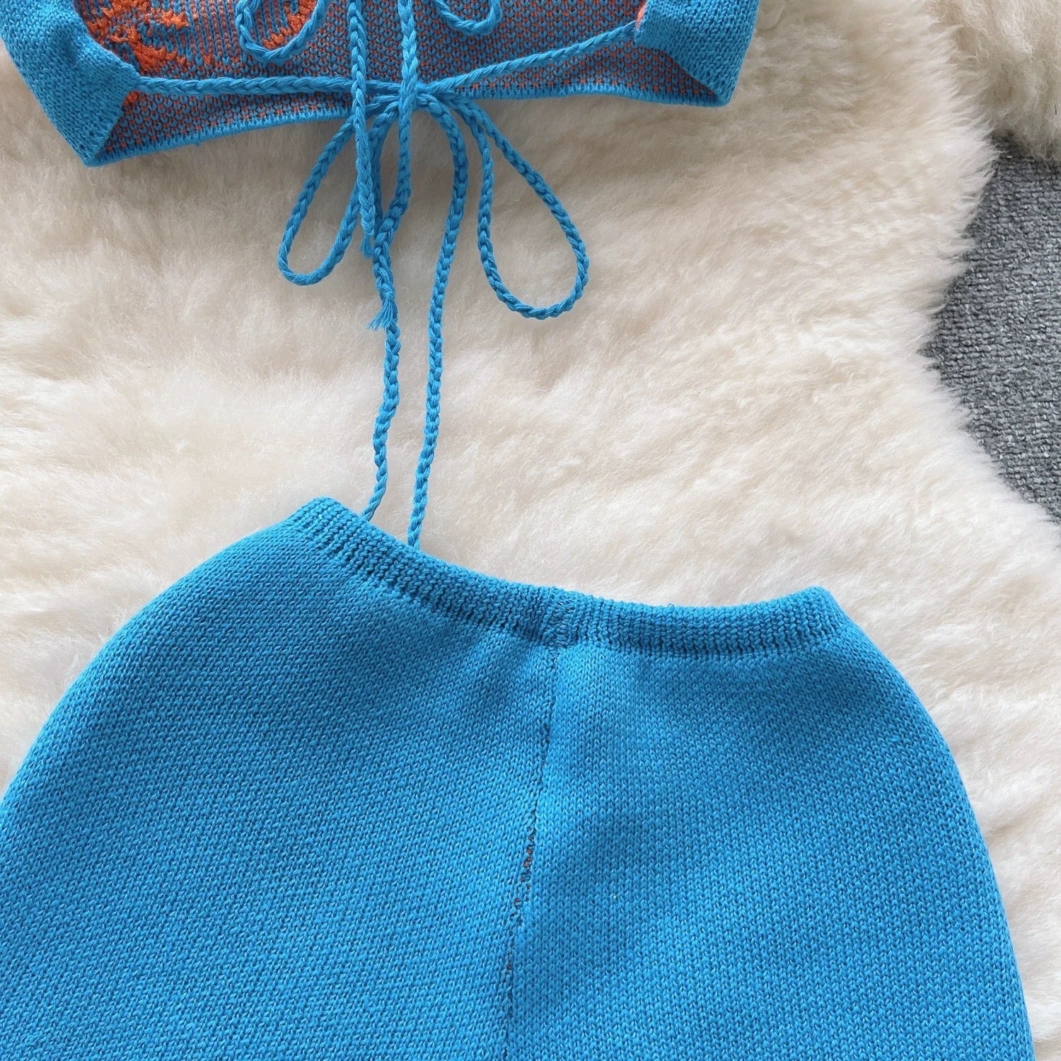 Blue Knit Two Piece Set