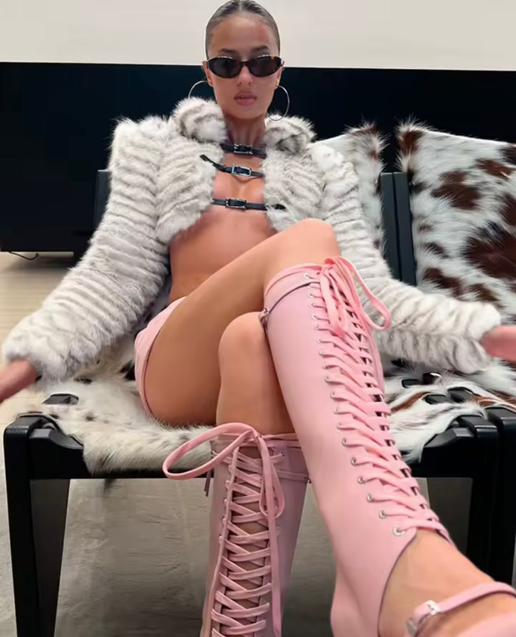 Luxe Striped Faux Fur Jacket