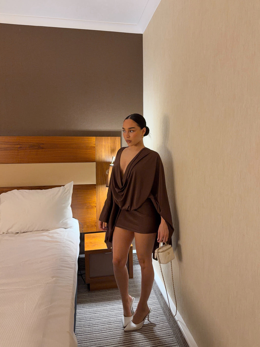 The Amara Mini Dress - Brown