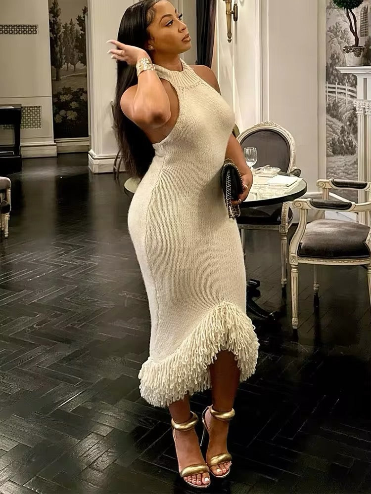Paris Knit Maxi Dress - Cream