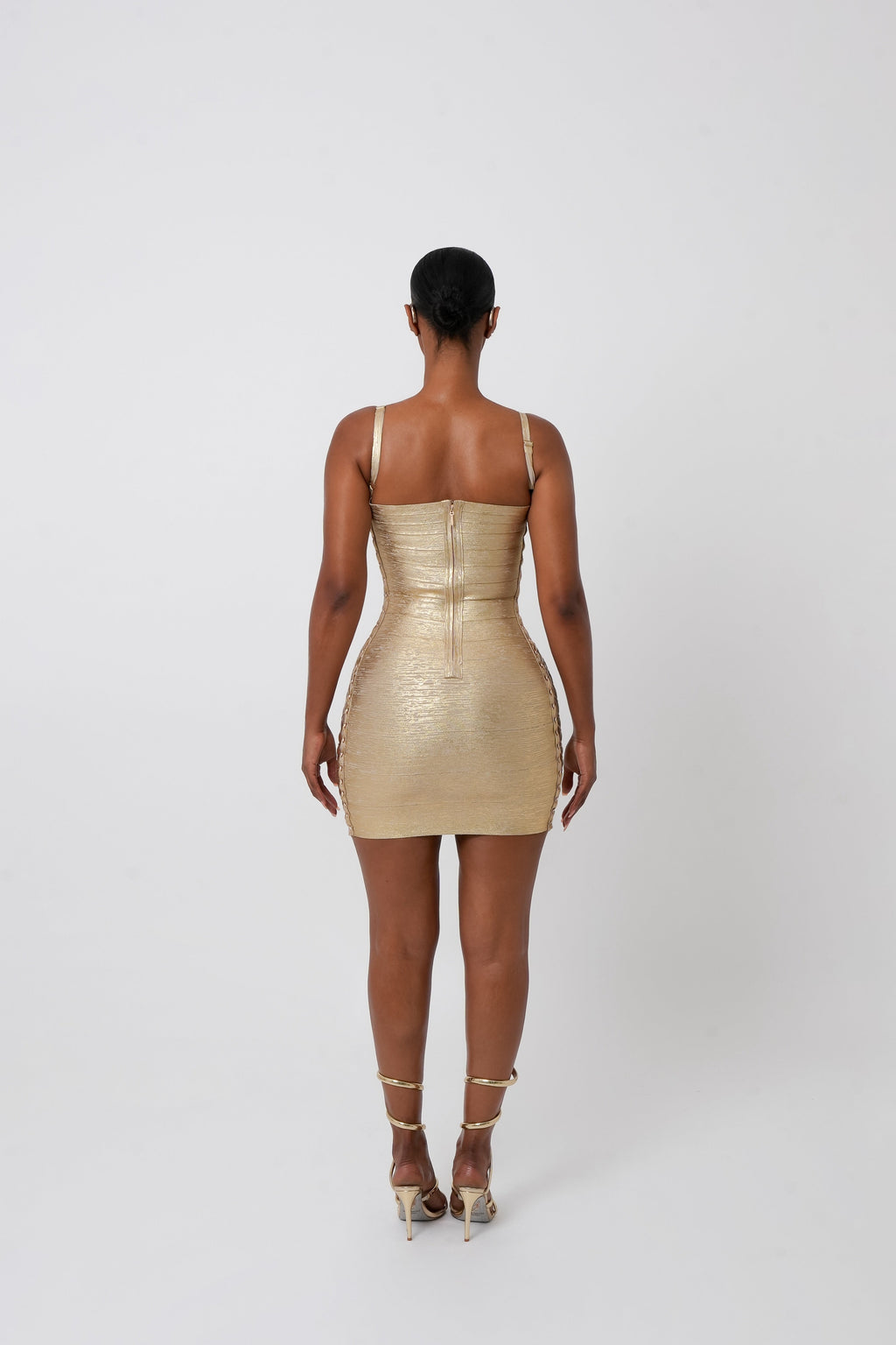 The SOLÉ Lace-Up Mini Dress – Gold